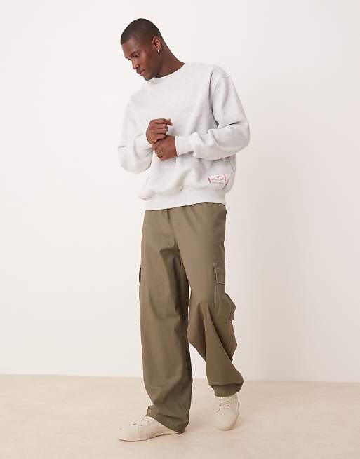 DESIGN Sweatshirt With Label In Grey Marl