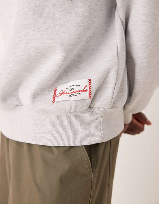 DESIGN Sweatshirt With Label In Grey Marl
