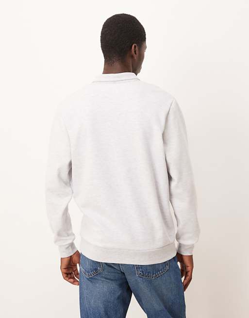 DESIGN Sweatshirt With Ribbed Collar In Grey Marl Scuba-style Fabric