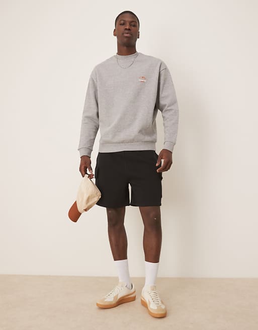 DESIGN Sweatshirt With Shrimp Prints In Grey Marl