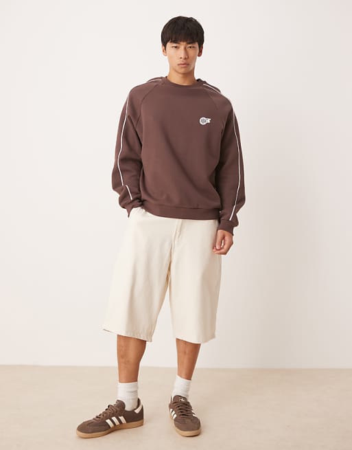DESIGN Sweatshirt With Sporty Print In Brown