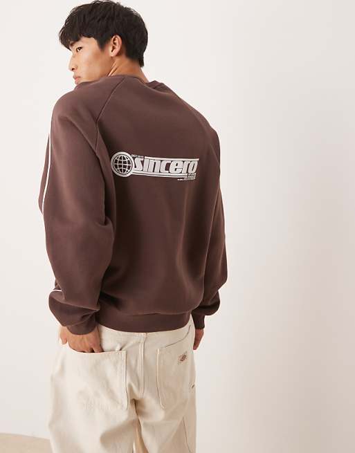 DESIGN sweatshirt with sporty print in brown
