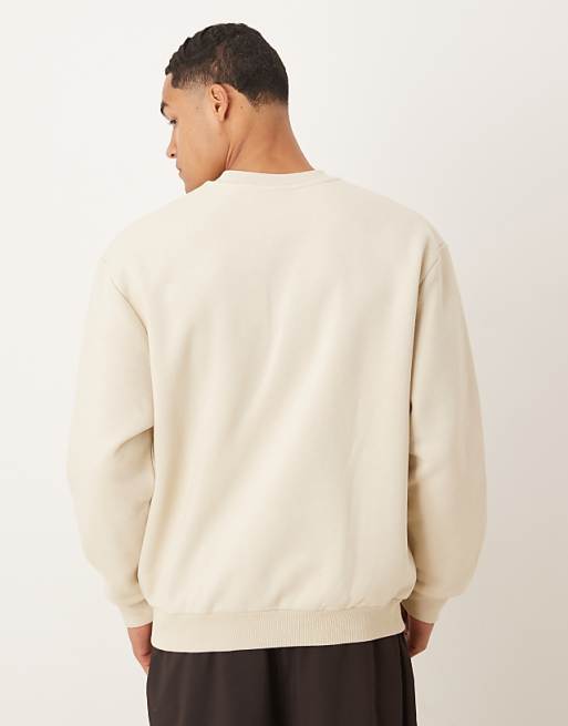 DESIGN Sweatshirt With Text Print In Beige