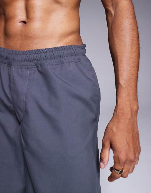 DESIGN Swim Shorts In Long Length In Charcoal