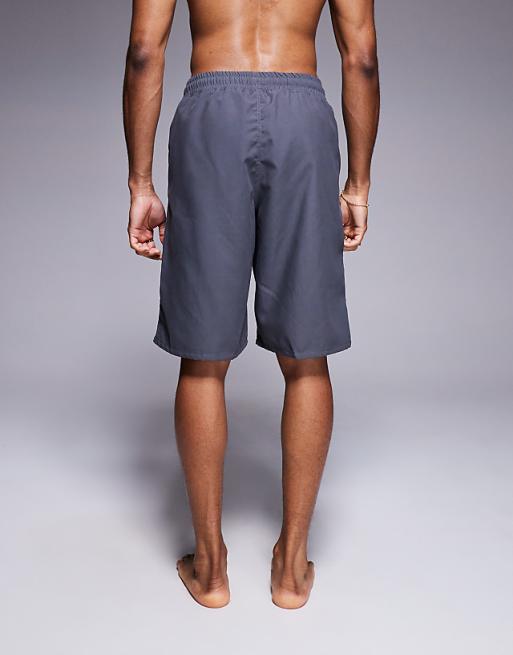 DESIGN Swim Shorts In Long Length In Charcoal