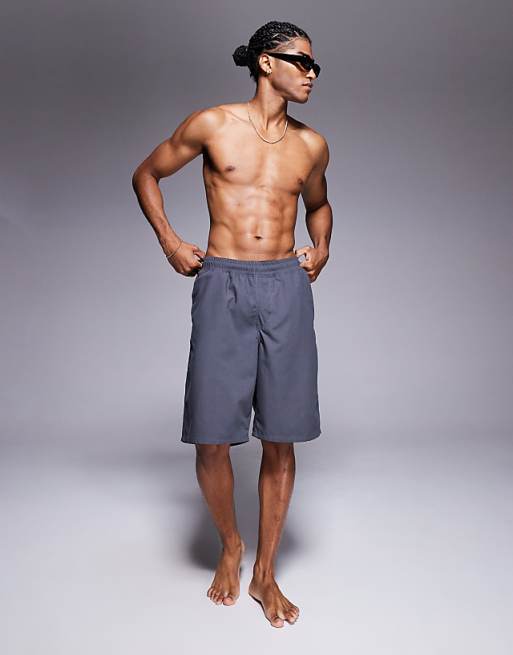 DESIGN swim shorts in long length in charcoal