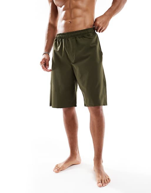DESIGN Swim Shorts In Long Length In Green