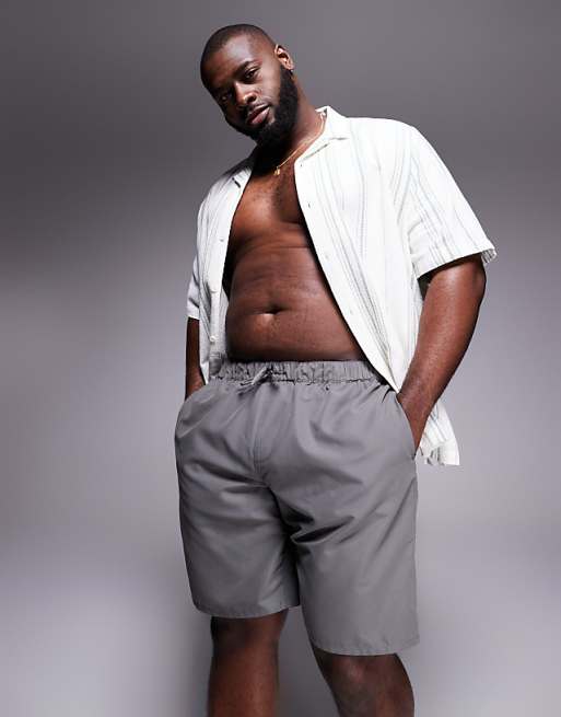 DESIGN Swim Shorts In Long Length In Grey