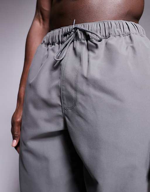 DESIGN Swim Shorts In Long Length In Grey