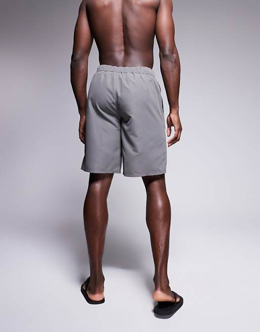 DESIGN Swim Shorts In Long Length In Grey