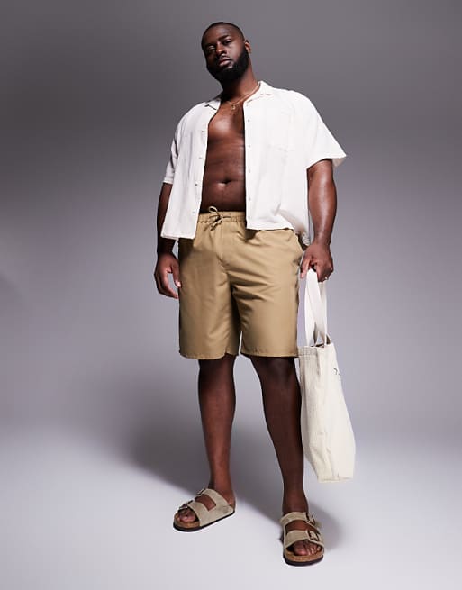 DESIGN Swim Shorts In Long Length In Neutral