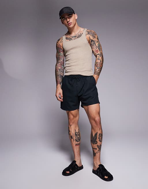 DESIGN Swim Shorts In Mid Length In Black