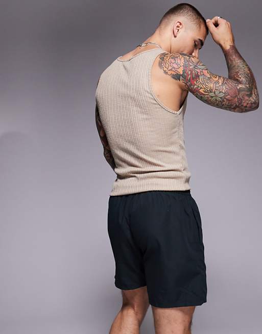 DESIGN Swim Shorts In Mid Length In Black