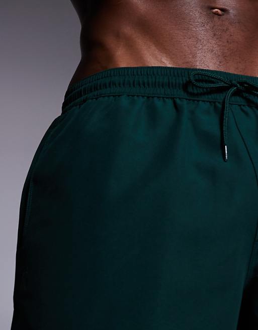 DESIGN Swim Shorts In Mid Length In Dark Green