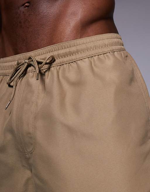 DESIGN Swim Shorts In Mid Length In Dark Stone