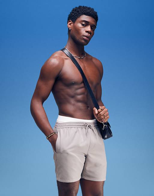 DESIGN swim shorts in mid length in grey