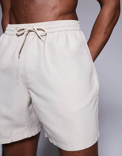 DESIGN Swim Shorts In Mid Length In Light Stone