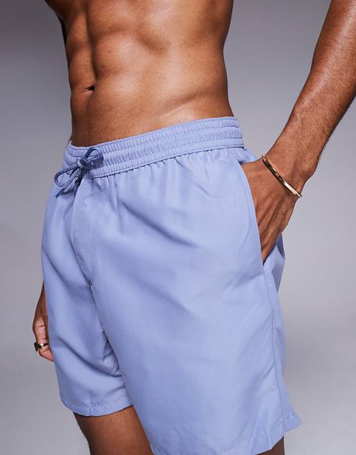 DESIGN Swim Shorts In Mid Length In Mid Blue