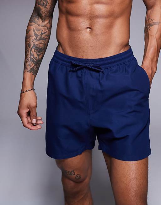 DESIGN Swim Shorts In Mid Length In Navy