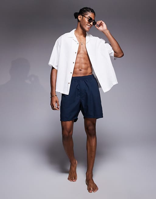 DESIGN Swim Shorts In Mid Length In Navy