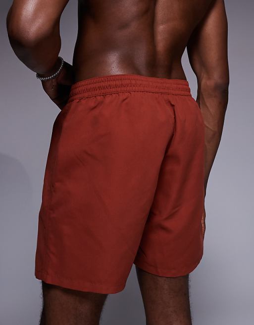 DESIGN Swim Shorts In Mid Length In Rust