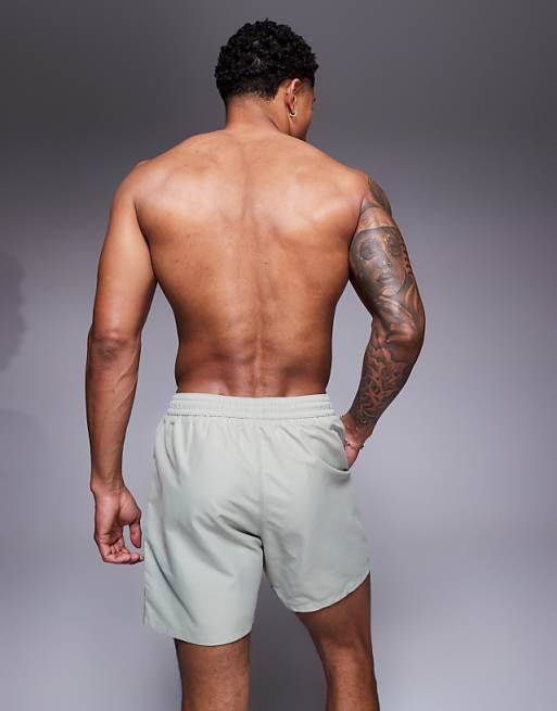 DESIGN Swim Shorts In Mid Length In Sage