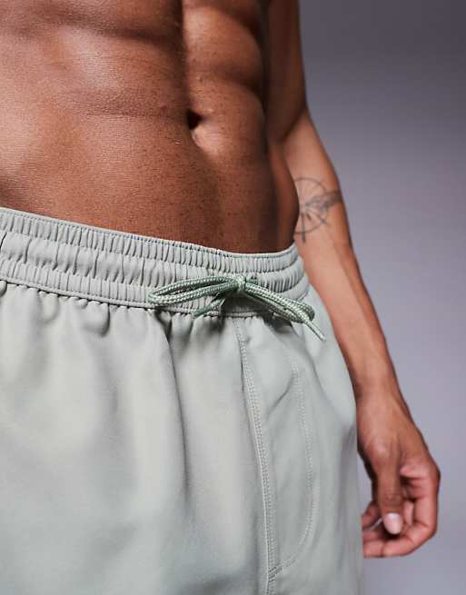 DESIGN Swim Shorts In Mid Length In Sage