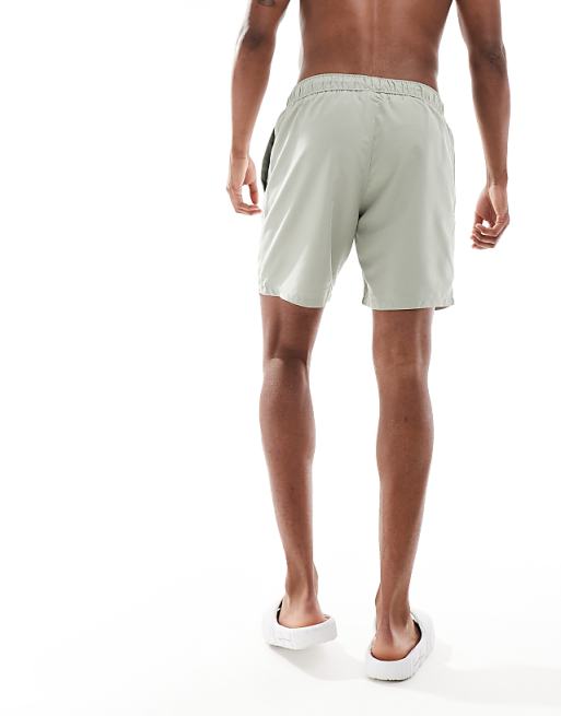 DESIGN Swim Shorts In Mid Length In Sage