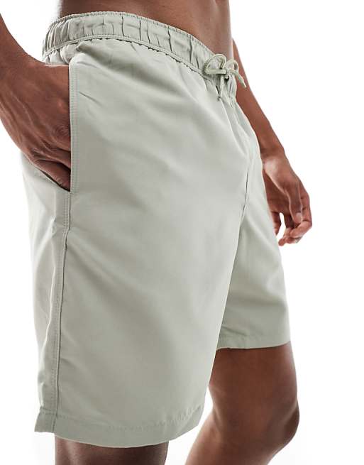 DESIGN Swim Shorts In Mid Length In Sage