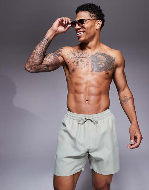 DESIGN swim shorts in mid length in sage