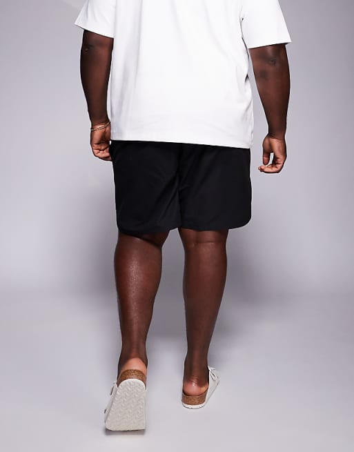 DESIGN Swim Shorts In Mid Length With Embroidery Placement In Black