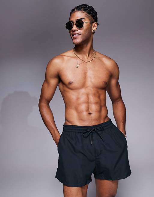 DESIGN swim shorts in short length in black