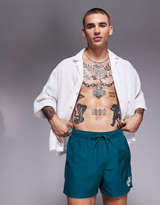 DESIGN Swim Shorts In Short Length In Green