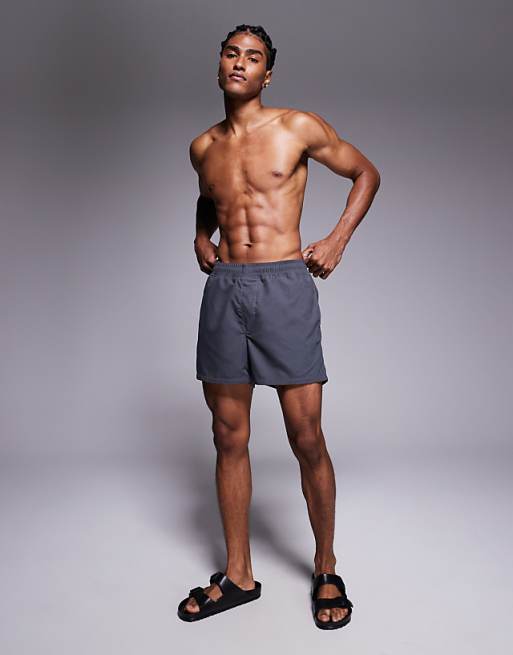 DESIGN Swim Shorts In Short Length In Grey