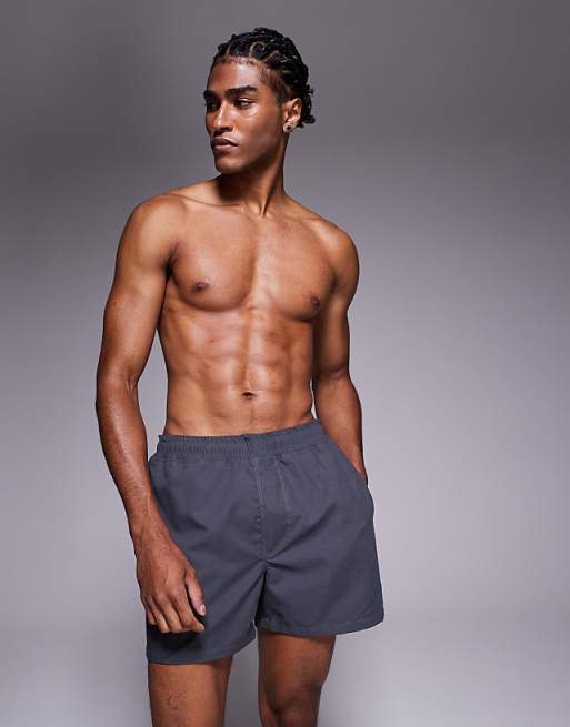 DESIGN swim shorts in short length in grey