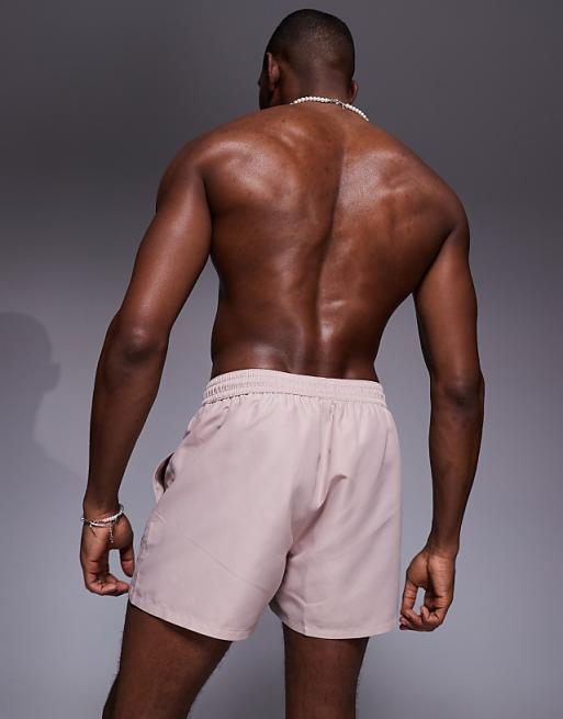 DESIGN Swim Shorts In Short Length In Light Brown