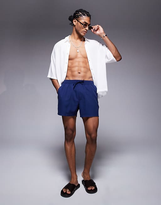 DESIGN Swim Shorts In Short Length In Navy