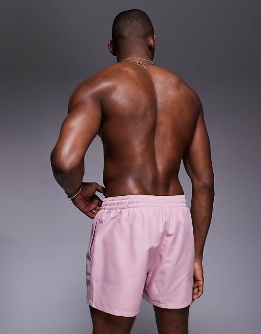 DESIGN Swim Shorts In Short Length In Pink