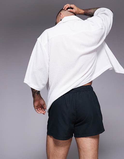 DESIGN Swim Shorts In Super Short Length In Black And White Print