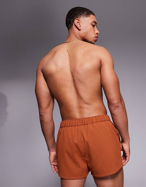 DESIGN Swim Shorts In Super Short Length In Orange