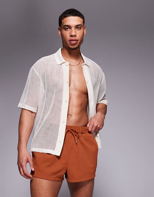 DESIGN Swim Shorts In Super Short Length In Orange