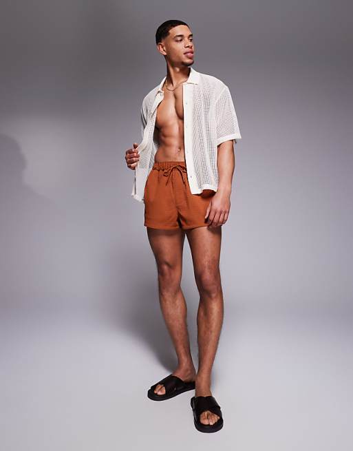 DESIGN swim shorts in super short length in orange