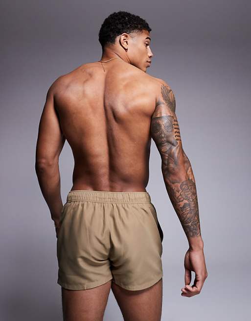 DESIGN Swim Shorts In Super Short Length In Stone