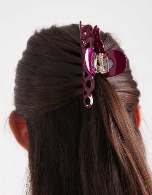 DESIGN Swirly Hair Claw In Plum
