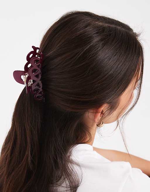 DESIGN swirly hair claw in plum