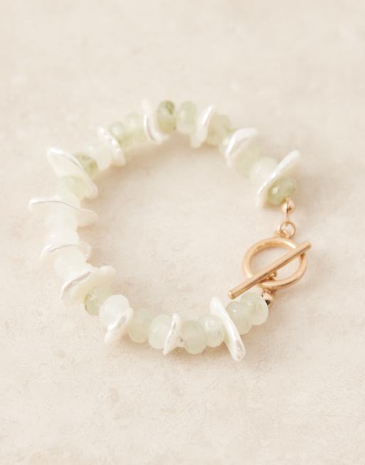 DESIGN T-bar Bracelet With Faux Chipping Details In Gold Tone