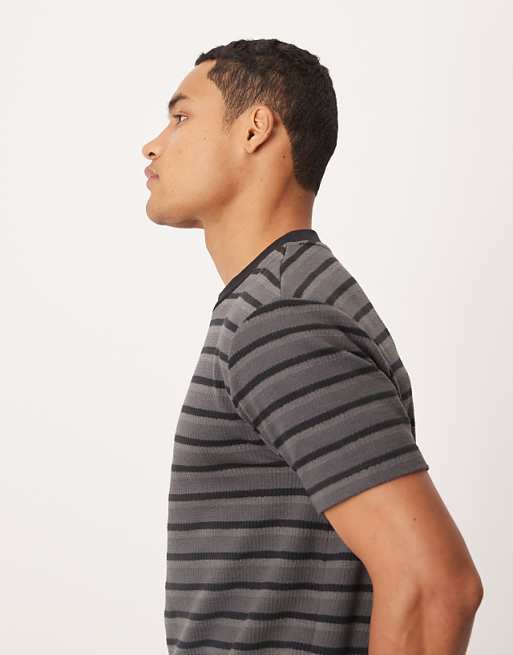 DESIGN T-shirt In Black And Grey Stripe