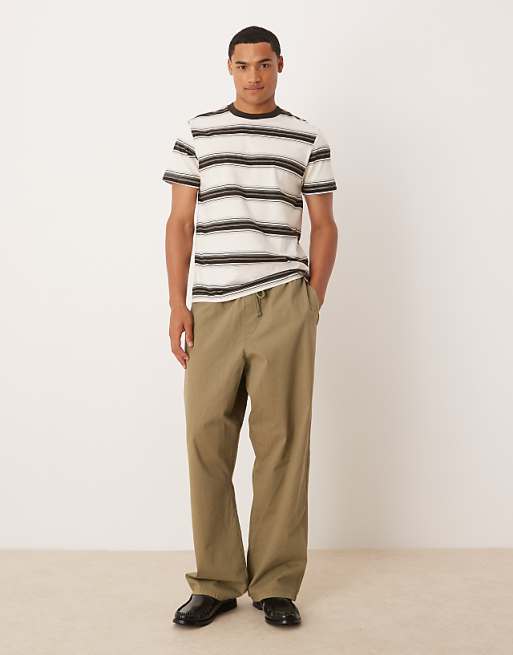 DESIGN T-shirt In Brown Stripe