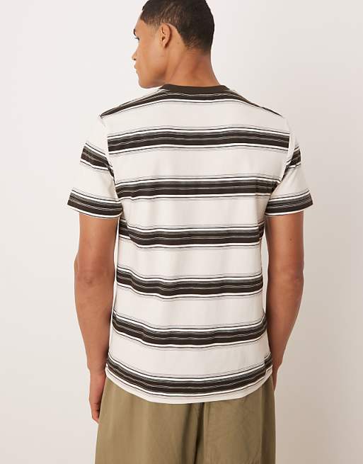 DESIGN T-shirt In Brown Stripe