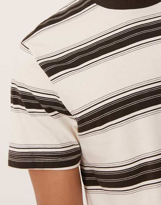 DESIGN T-shirt In Brown Stripe